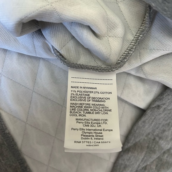 Perry Ellis Mens XL Gray Quilted 1/4 Snap Long Sleeve Mock Neck Pullover Sweater - Picture 9 of 9